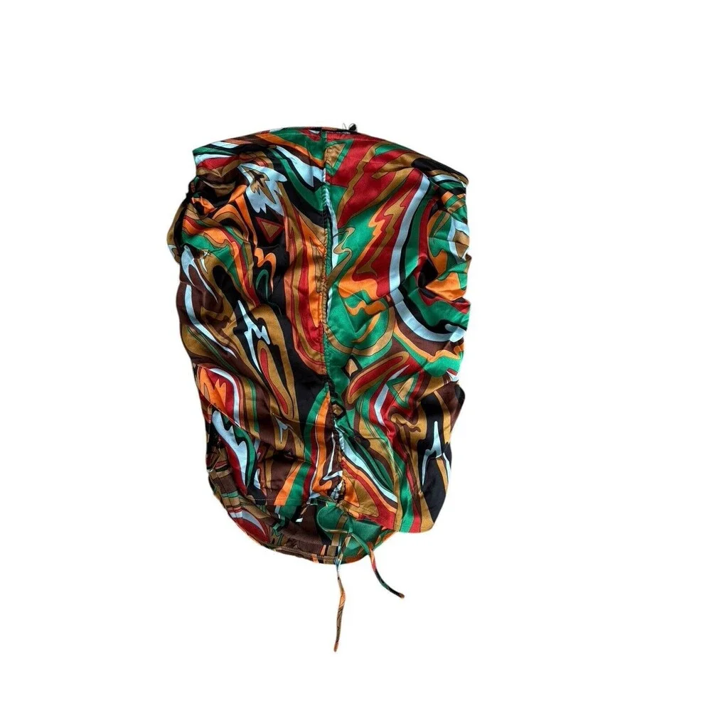 PrettyLittleThing Multi Abstract Print Ruched Front Skirt Women's Size 12 US New